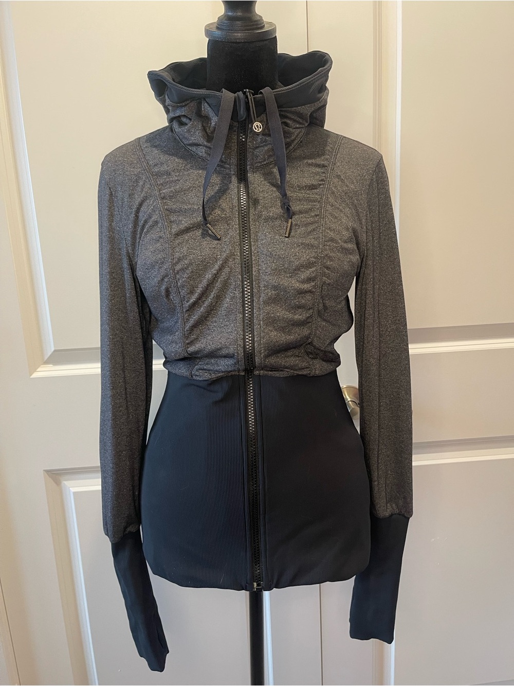 lululemon athletica Dark Gray and Black Hooded reversible Zip Athletic Jacket